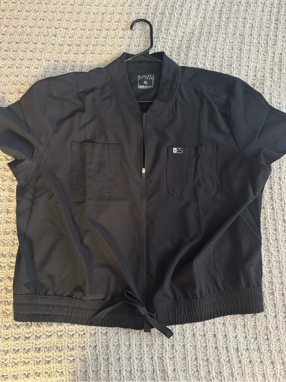 Easy Stretch Black Scrub Top